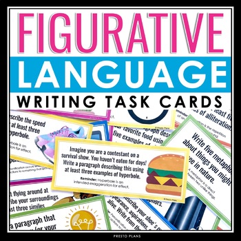 Preview of Figurative Language Writing Task Cards - Integrating Literary Devices in Writing