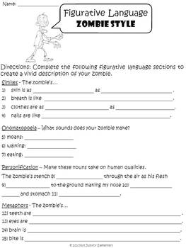 figurative language zombie style by funs not just for