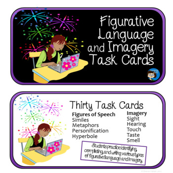 Preview of Figurative Language and Imagery Task Cards - Print and Easel Versions