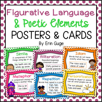 Preview of Figurative Language and Poetic Elements Posters and Cards