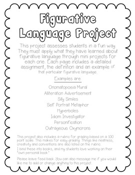 Figurative Language assignment / project book by chaotic ...