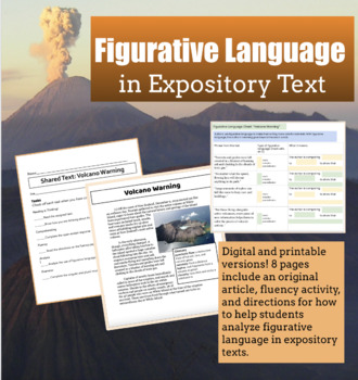 Preview of Figurative Language in Expository Text: Volcano Warning