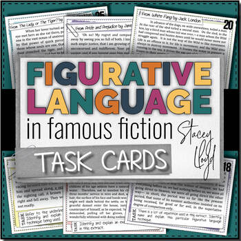 Preview of Figurative Language in Famous Fiction TASK CARDS