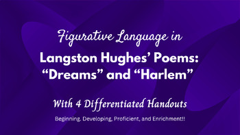 Preview of Figurative Language in Langston Hughes’ Poems: 4 Differentiated Handouts