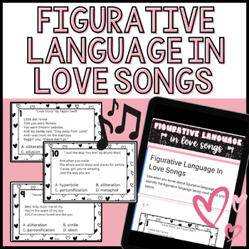 Preview of Figurative Language in Love Songs | Middle School ELA Valentine's Day Activity