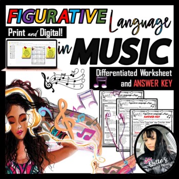 Preview of Figurative Language in Music Worksheet | Figurative Language Activities