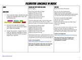 Figurative Language in Music Lyric Sheet and Answer Key