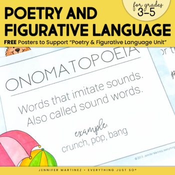 Preview of Figurative Language Posters - Spring Bulletin Board Printables for Poetry Month