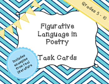 Preview of Figurative Language in Poetry - Task Cards