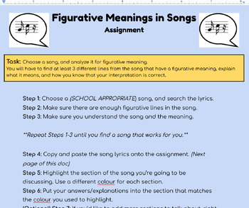 Preview of Figurative Language in Songs