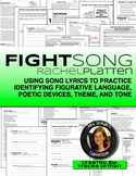 Figurative Language in Songs: Fight Song Activities Editable