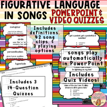 Preview of Poetry in Song Lyrics: Interactive Figurative Language Game - Quizzes & Videos