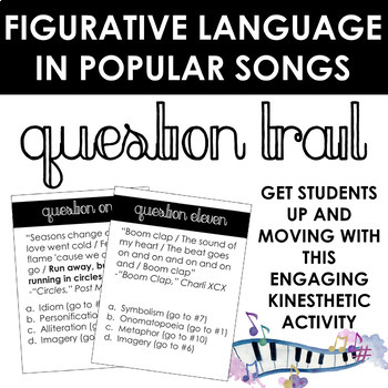 Preview of Figurative Language in Songs Question Trail: Engaging Kinesthetic Activity