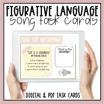 Preview of Figurative Language In Songs Task Cards  l   Digital  l  Print