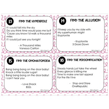 Figurative Language in Music/Songs Task Cards with QR Code by Edit or ...
