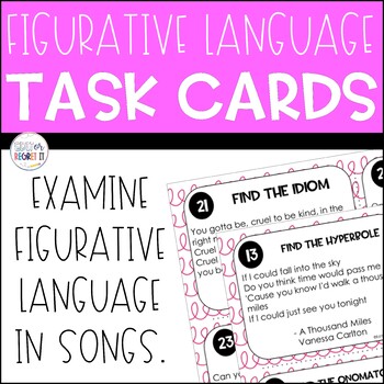 Preview of Figurative Language in Music/Songs Task Cards with QR Code