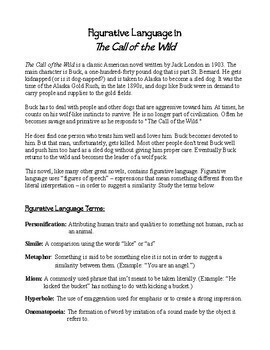 Figurative Language In The Call Of The Wild Don T Need Book Free Distance Learn