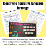 Figurative Language in song lyrics + bulletin board idea!