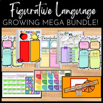 Preview of Figurative Language unit growing BUNDLE | Review Games | Graphic organizers