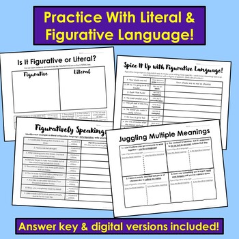 Figurative Language vs. Literal by English Teacher Mommy | TpT