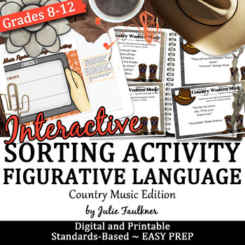 Preview of Figurative Language in Country Music Sorting Game, Printable and Digital