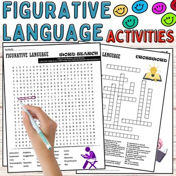 Preview of Figurative language Fun Worksheets,Puzzles,Wordsearch & Crosswords