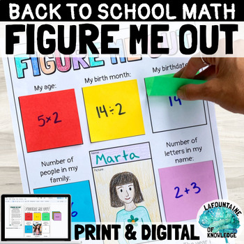 Preview of Figure Me Out Back to School Math Activity PRINT and DIGITAL