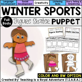 Preview of Figure Skater Craft | Winter Sports Paper Bag Puppet Template & Writing Activity