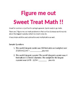 Preview of Figure me out Sweet Treat Math!
