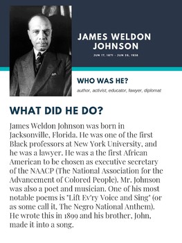 Preview of Figures in Black History: James Weldon Johnson