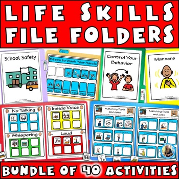 Preview of File Folder Activities BUNDLE 40 Functional Life Skills Curriculum Sped Autism