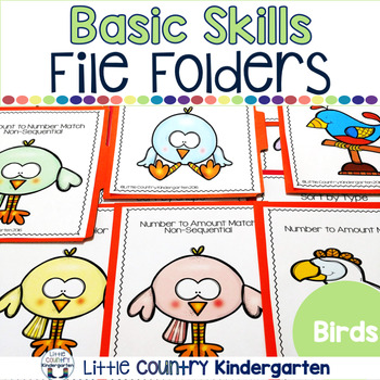 Preview of Basic Concepts File Folder Activities for Special Education - Birds Theme