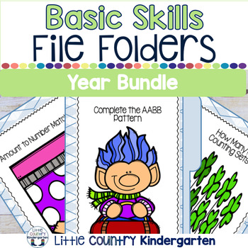 Preview of Basic Concepts File Folder Games for Special Education - Full Year Bundle