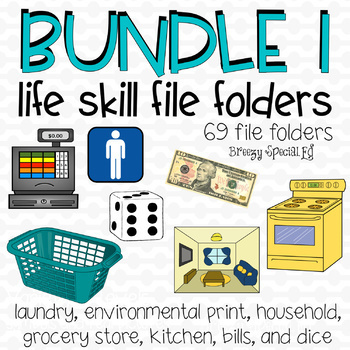 Preview of Special Ed Life Skill File Folder Bundle 65+ file folders (First Set)