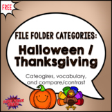 File Folder Categories: Halloween/Thanksgiving