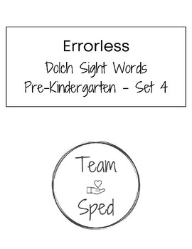 Preview of File Folder Errorless Dolch Sight Words Pre-K Set 4
