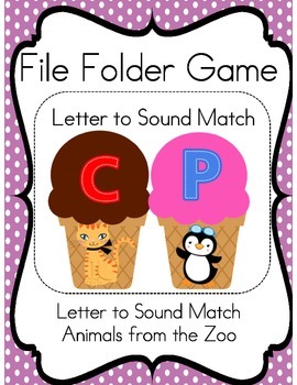 Preview of File Folder Game (Letter to Sound Match, Zoo Animals)