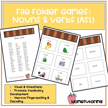 Preview of File Folder Games - Noun & Verb Sort (ASL)
