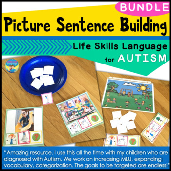 Preview of File Folder Games for Special Education Bundle | Outdoors Sentence Activities