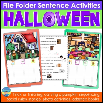 Preview of File Folder Games for Special Education - Halloween Sentence Activities