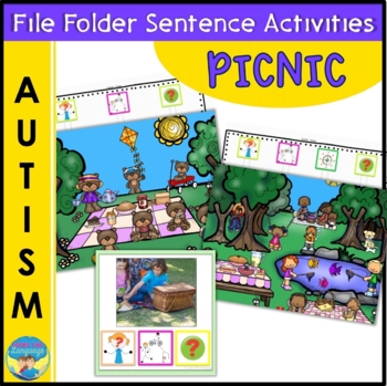 Preview of File Folder Games for Special Education | Picnic Sentence Activities