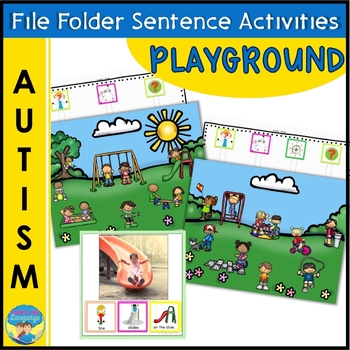 Preview of File Folder Games for Special Education | Playground Sentence Activities