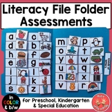 File Folder Literacy Assessments - Preschool, Kindergarten