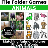 Zoo Animals File Folder Games & Matching Preschool Special