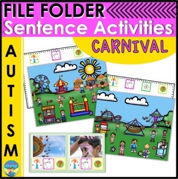 Preview of File Folder Sentence Building Games | Speech Therapy SPED | Carnival Fair