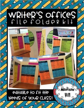 Preview of File Folder Writing Offices Kit *Editable to Fit the Needs of Your Class!*