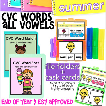 Preview of File folder activities special education CVC words special education task cards