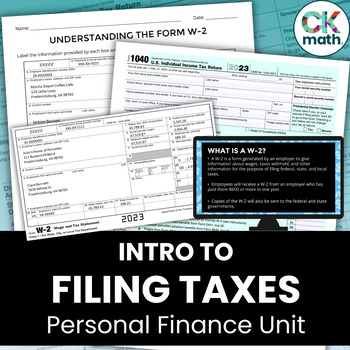 Preview of Filing Federal Income Tax Financial Literacy Lesson - Using W-2s and Form 1040!