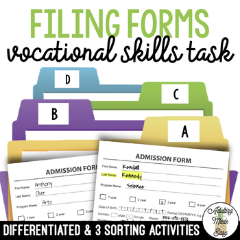 Preview of Filing Forms Work Task Box Activity