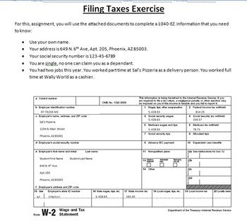 Preview of Filing Taxes Exercise